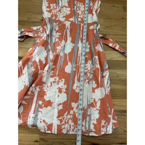 Stunning Adolfo Dominguez Womens hi-neck Belted Linen Midi Dress Sz M Pockets 40 - Picture 11 of 12